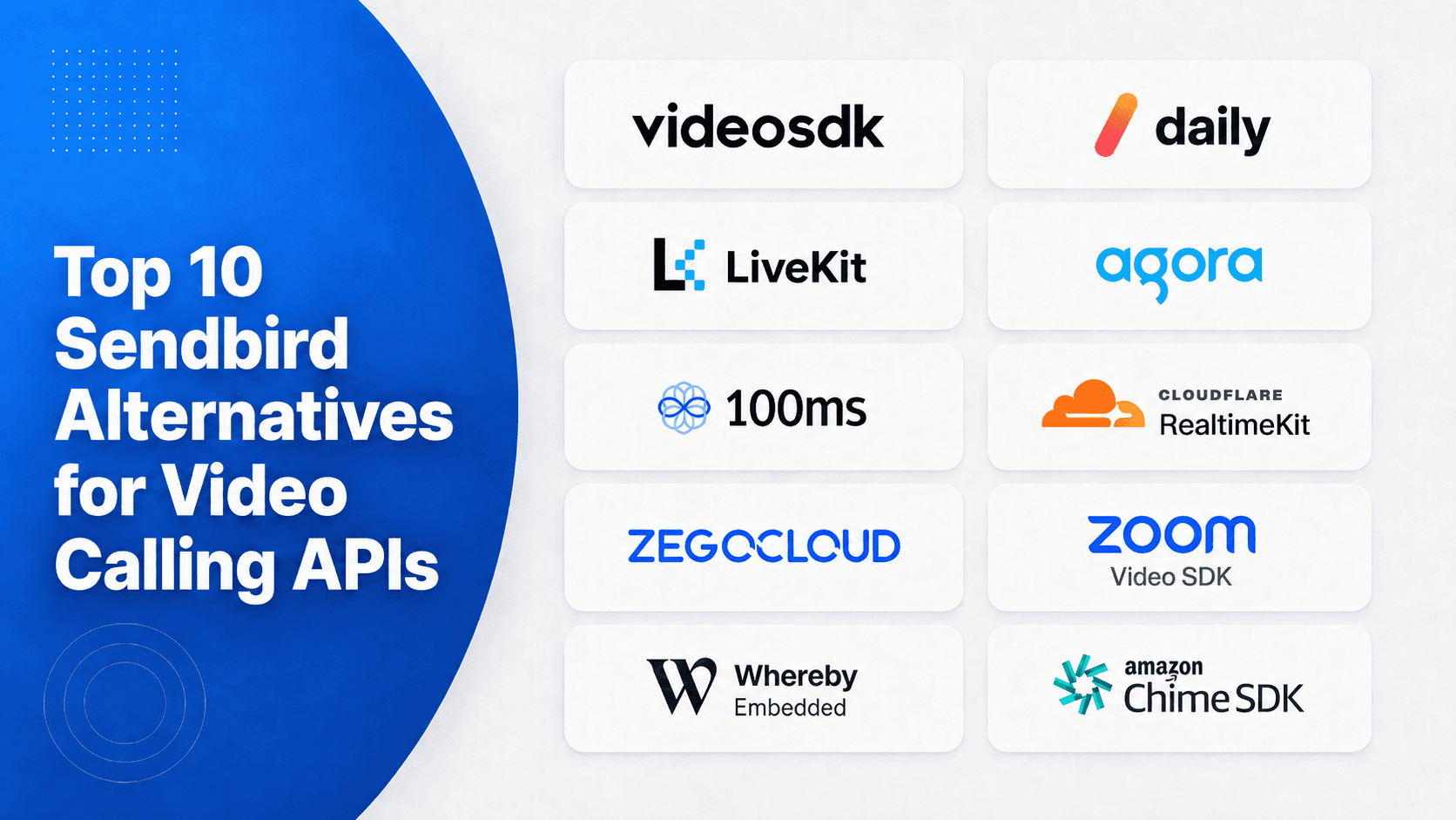 Top 10 Sendbird Alternatives for Video Calling APIs