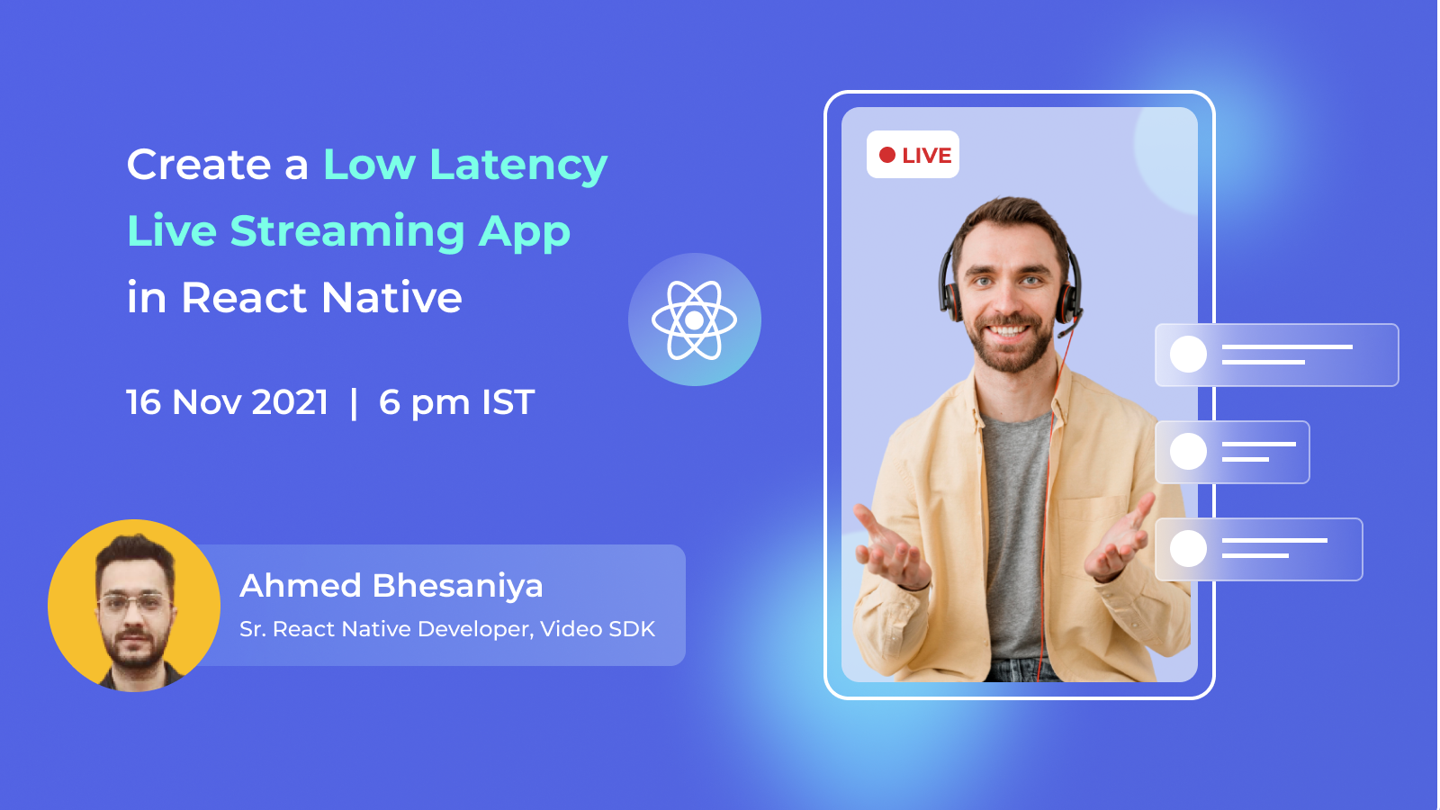 Live Webinar - Create a Low Latency Live Streaming App in React Native ⚛️